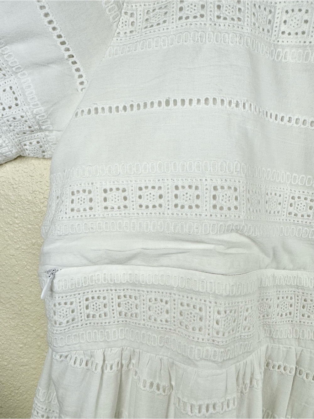 White Maternity Dress Eyelet Lace Frill  100% Cotton by Seraphine SZ 10 Nursing - Picture 8 of 16